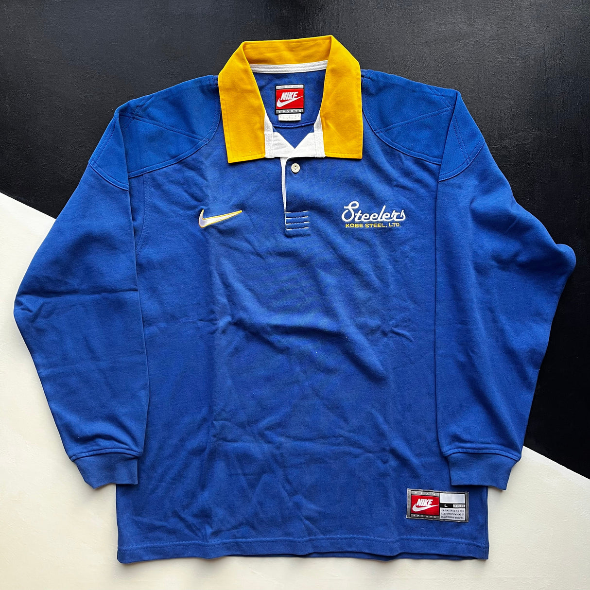 Kobe Steelers (Kobelco) Rugby Team Jersey 1990's Match Worn Large Underdog Rugby - The Tier 2 Rugby Shop