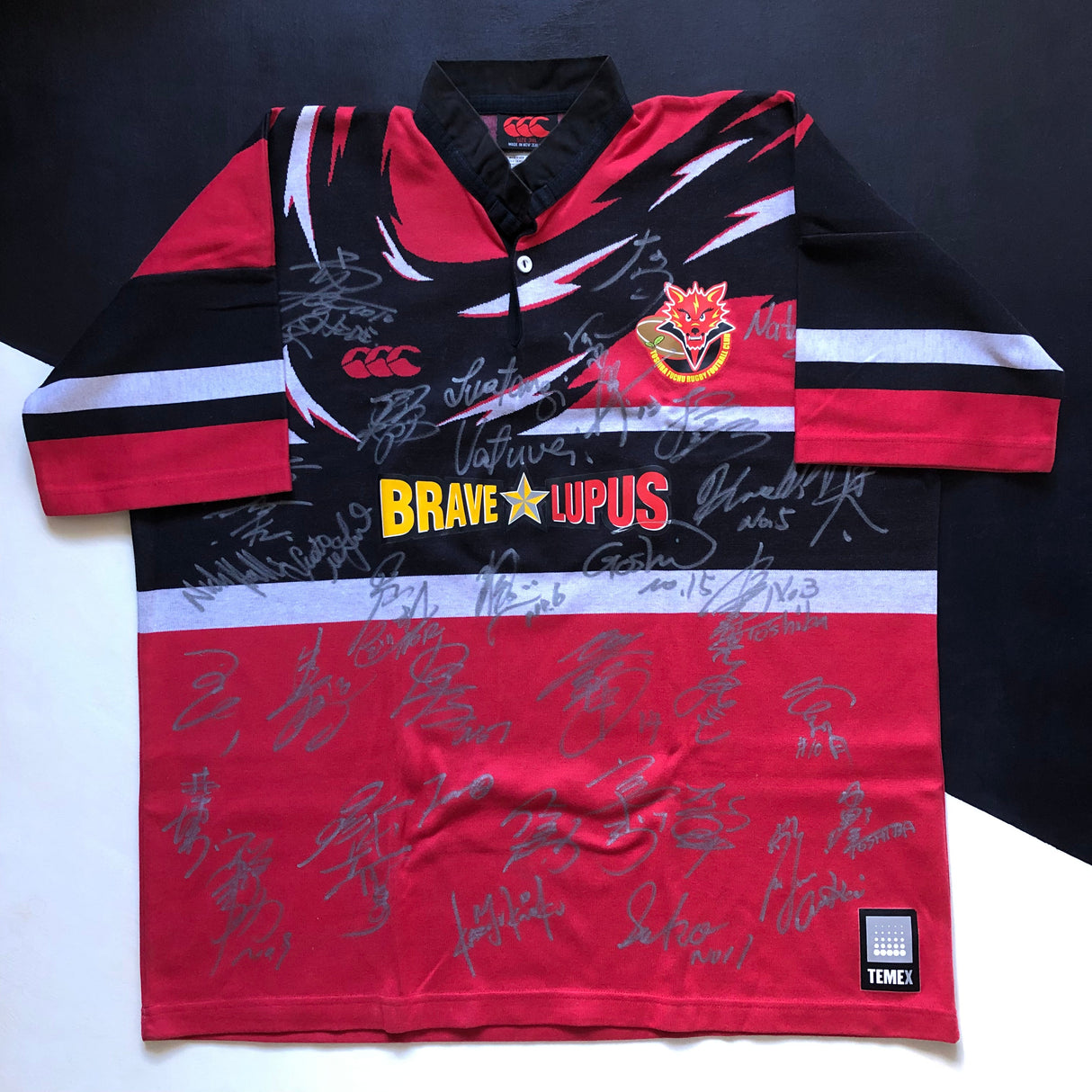 Toshiba Brave Lupus Tokyo Rugby Team Jersey 2003 Temex Signed 3XL Underdog Rugby - The Tier 2 Rugby Shop